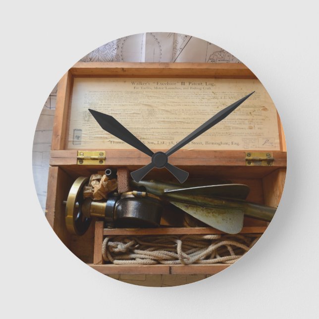 Antikes Schiffsprotokoll Runde Wanduhr (Vorderseite)