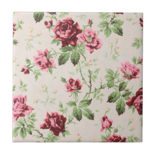 Antikes schönes rotes und rosa Rosen Blumenmuster Fliese
