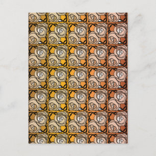 Antikes schwarzes und goldenes Rosenblumenmuster Postkarte
