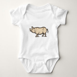 Antikes Schwein Süßes Vintage-Illustration Baby Strampler