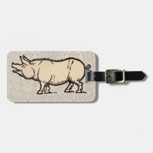 Antikes Schwein Süßes Vintage-Illustration Gepäckanhänger
