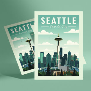 Antikes Seattle Postkarte