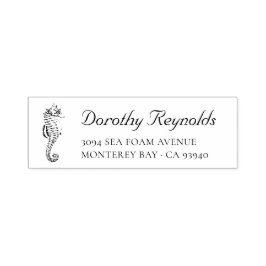 Antikes Seepferd mit elegantem Script-Schriftart. Permastempel