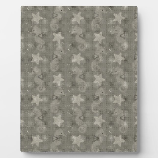 Antikes Seepferd- und Sternenmuster Fotoplatte (Vorderseite)