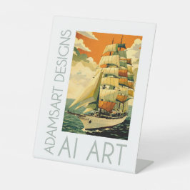 Antikes Segelschiff in einer Ozeanszene Sockelschild