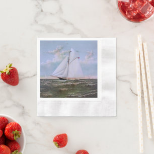 Antikes Segelschiff Schaluppe Yacht Segelboot Ozea Serviette