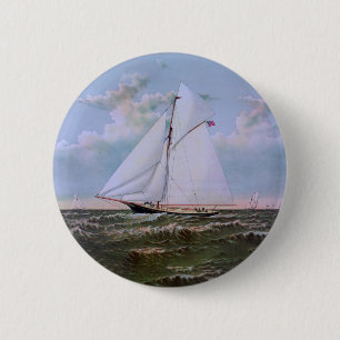 Antikes Segelschiff Sloop Yacht Sailboat Ozean Button