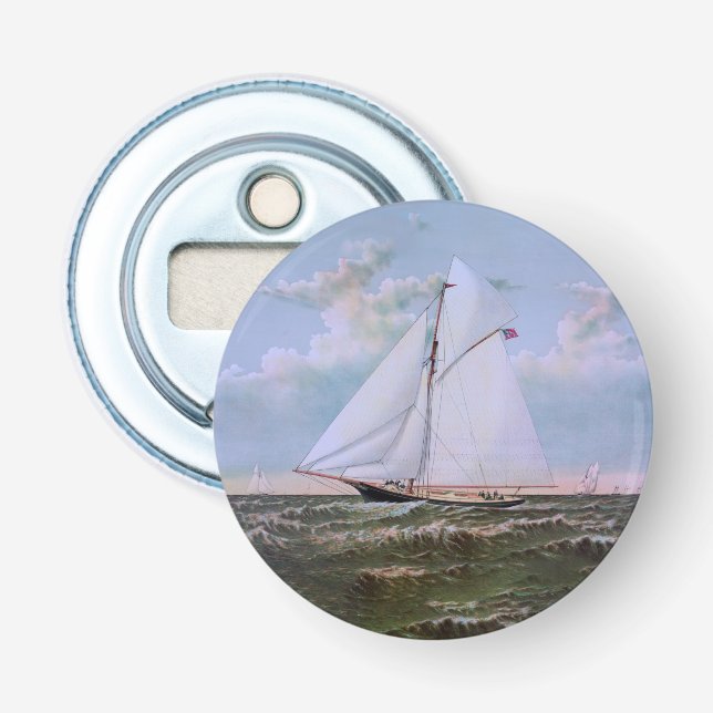 Antikes Segelschiff Sloop Yacht Sailboat Ozean Flaschenöffner (Vorderseite)