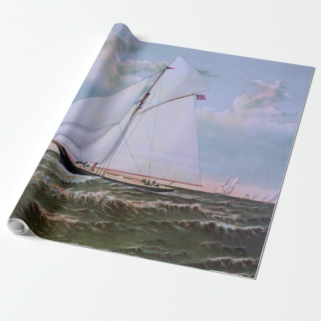 Antikes Segelschiff Sloop Yacht Sailboat Ozean Geschenkpapier (Ungerollt)