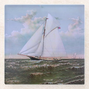 Antikes Segelschiff Sloop Yacht Sailboat Ozean Glasuntersetzer