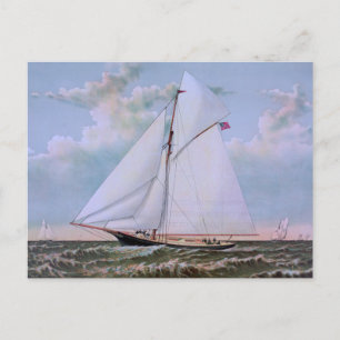 Antikes Segelschiff Sloop Yacht Sailboat Ozean Postkarte
