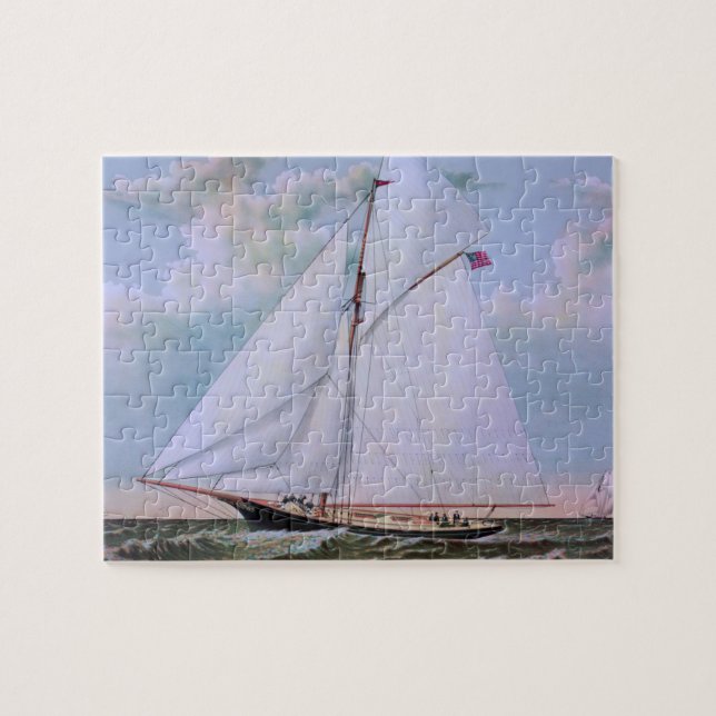 Antikes Segelschiff Sloop Yacht Sailboat Ozean Puzzle (Horizontal)