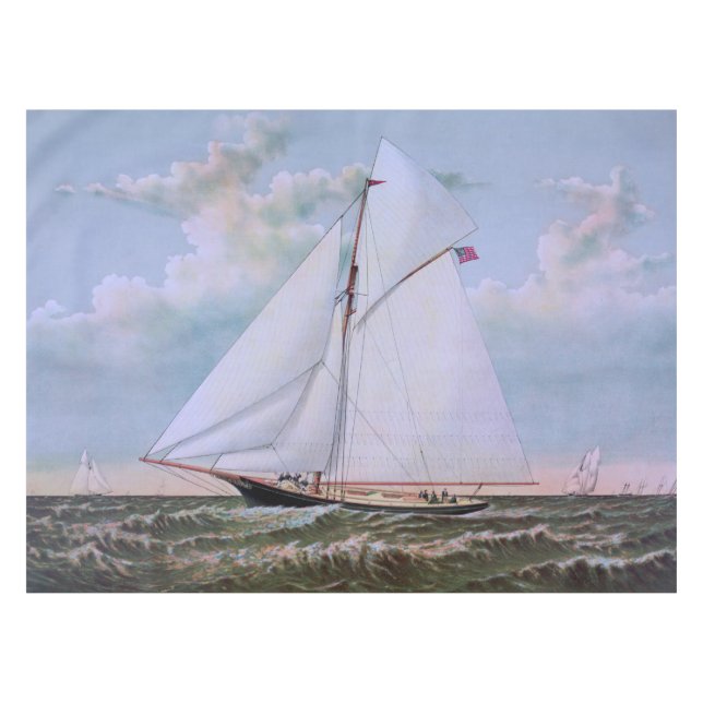 Antikes Segelschiff Sloop Yacht Sailboat Ozean Tischdecke (Vorderseite (Horizontal))