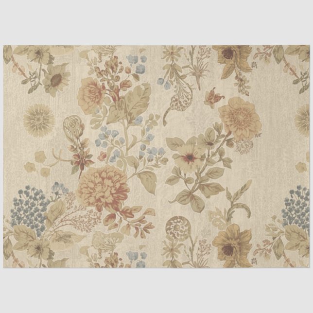 Antikes Seidenpapier mit Wildblumen-Dekoupage-Must (Vorderseite)