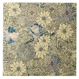 Antikes Sepia-Blumenmuster Fliese