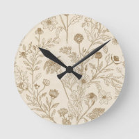 Antikes Sepia-Botanik-Linienkunst-Blumenmuster