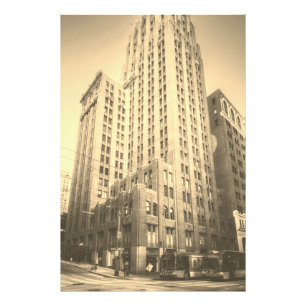 Antikes sepiafarbenes Seattle mit hohem Backsteing Fotodruck