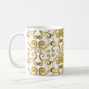 Antikes Set handgemalter barocker Vintage-Ornament Kaffeetasse