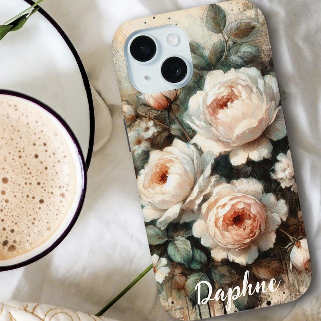 Antikes Shabby Chic Pale Pink Peony Individuelle N Case-Mate iPhone Hülle (Von Creator hochgeladen)