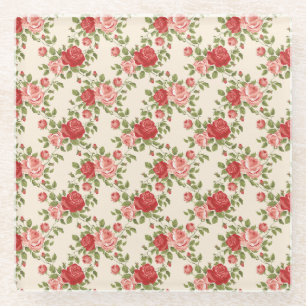 Antikes Shabby Chic Rosenmuster Glasuntersetzer