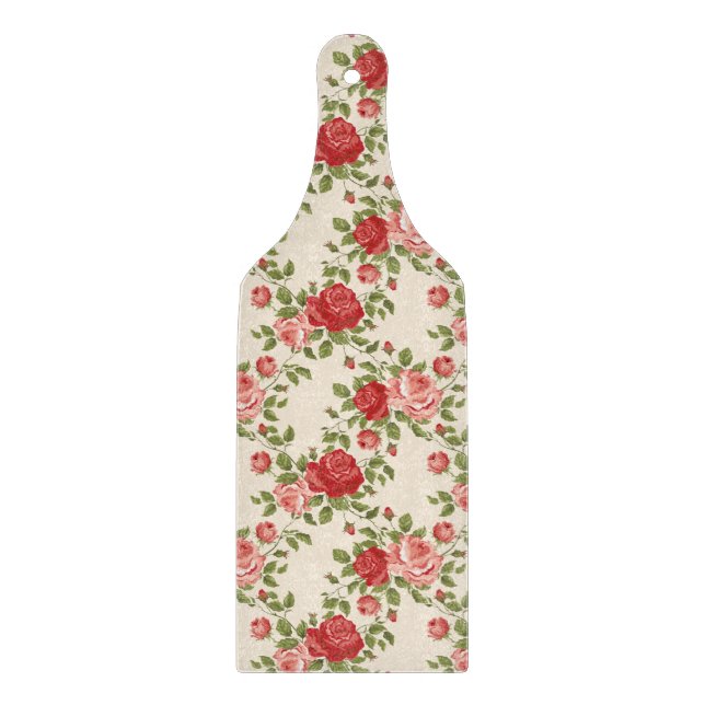 Antikes Shabby Chic Rosenmuster Schneidebrett (Vorderseite)