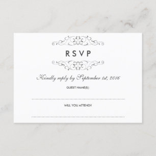 Antikes Silber Geblüht Hochzeitsszenario RSVP Karte