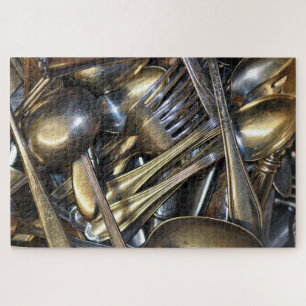 antikes Silberbesteck-Puzzle Puzzle