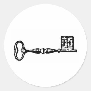 Antikes Skelett Schlüsselgravur Runder Aufkleber