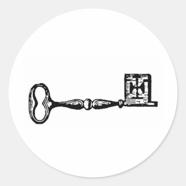 Antikes Skelett Schlüsselgravur Runder Aufkleber (Vorderseite)