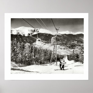 Antikes Skibild, Skilifte am Ende Poster