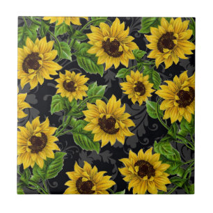 Antikes Sonnenblumenmuster Fliese