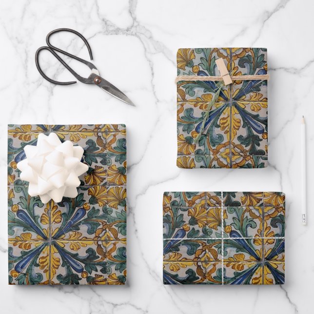 Antikes Spanisches Tile Geschenkpapier Set (Vorderseite)