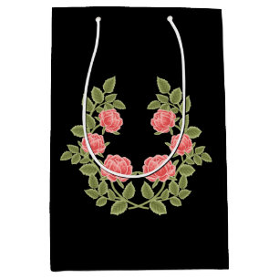 Antikes staubiges rosa Rosen Blumenmuster - Romant Mittlere Geschenktüte