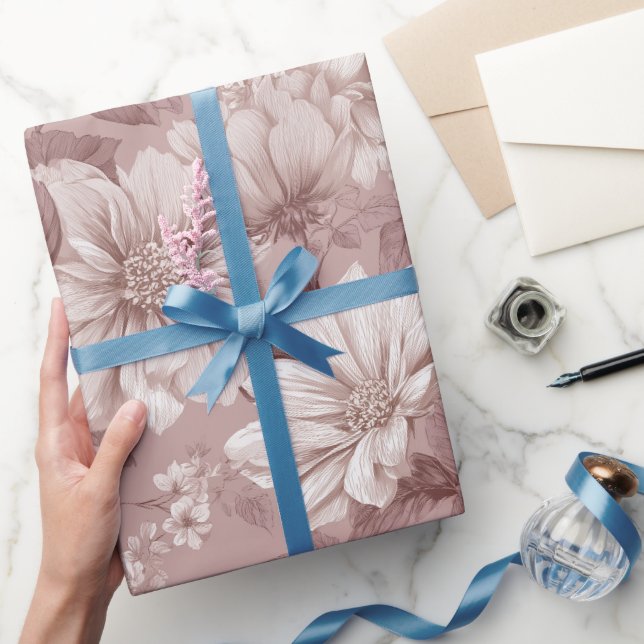 Antikes Staubrose-Cream-Blumenmuster Geschenkpapier (Schenken)