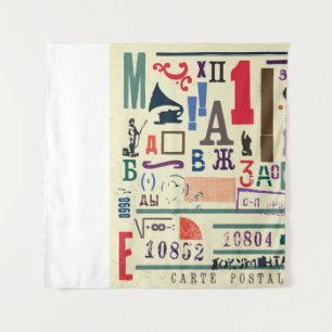 Antikes Stempel: Dokumentendekor Wandteppich