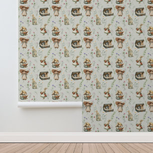 Antikes Süßes Kaninchen Fantasievolle Wildblumen K Tapete