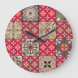 Antikes Talavera-Mosaik-Ornament Große Wanduhr