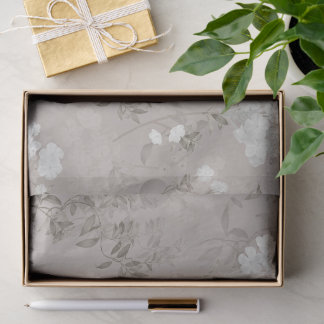Antikes Taupe-Beige-Blumenmuster Romantische Botan Seidenpapier