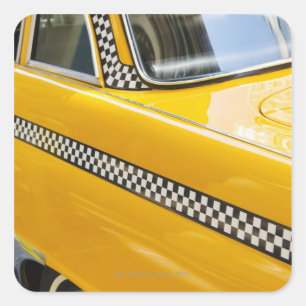 Antikes Taxi Quadratischer Aufkleber