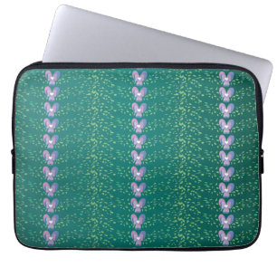 Antikes Teal-Blumen-Veilchen-Tapetenmuster Laptopschutzhülle