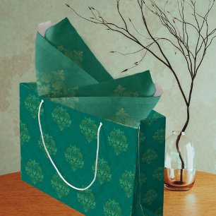 Antikes Teal Grün Gold Damast Für Jeden Anlass Große Geschenktüte