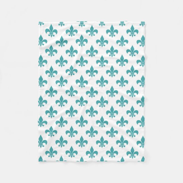 Antikes Teal-Lilienmuster Fleecedecke (Vorderseite)