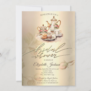 Antikes Teeservice, Gold Diamanten Brautparty Einladung