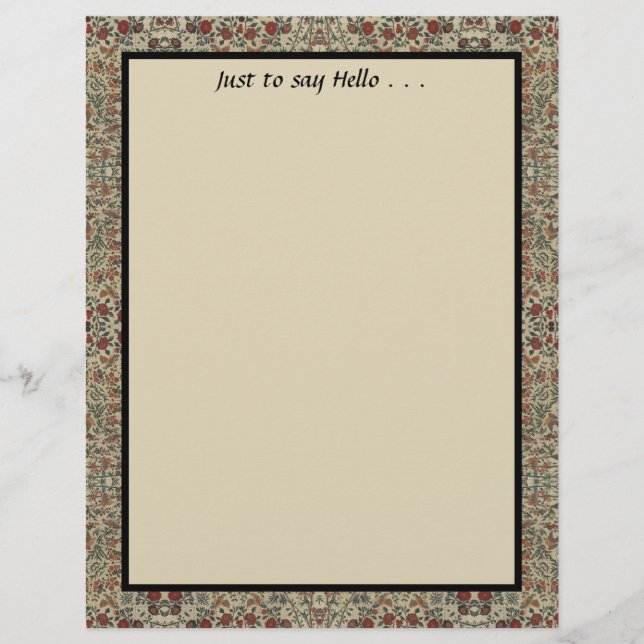 Antikes Textil-Schreibpapier Briefbogen (Vorderseite)