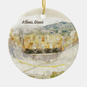 Antikes Theater Herodion, Athen, Griechenland Keramik Ornament