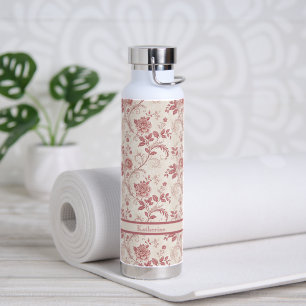 Antikes Toile De Jouy Dusty Rose Namensmuster Trinkflasche