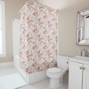 Antikes Toile De Jouy-Staubrose-Muster Duschvorhang