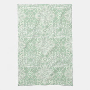 Antikes Toile mit klassischen Figuren in Salbei Geschirrtuch