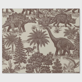 Antikes Toile-Muster mit Dinosauriern Geschenkpapier