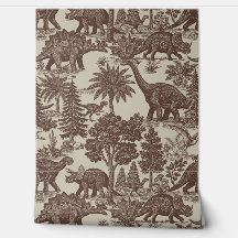 Antikes Toile-Muster mit Dinosauriern